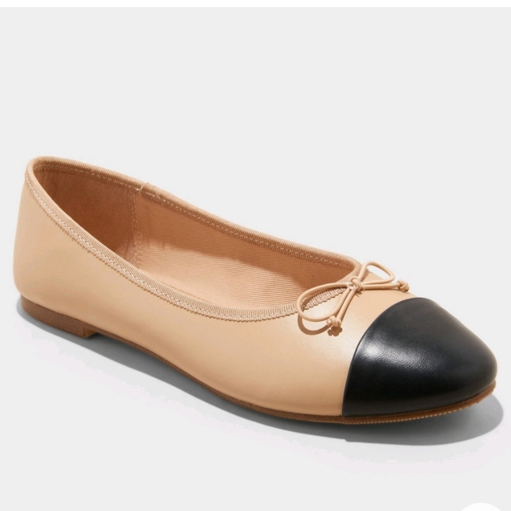 Women's Janie Ballet Flats with Memory Foam Insole - A New Day Tan Size 9W